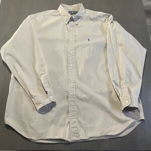 Ralph Lauren Mens 2XL Shirt Tan Blake 100% Long Sleeve Button Up DESCRIPTION